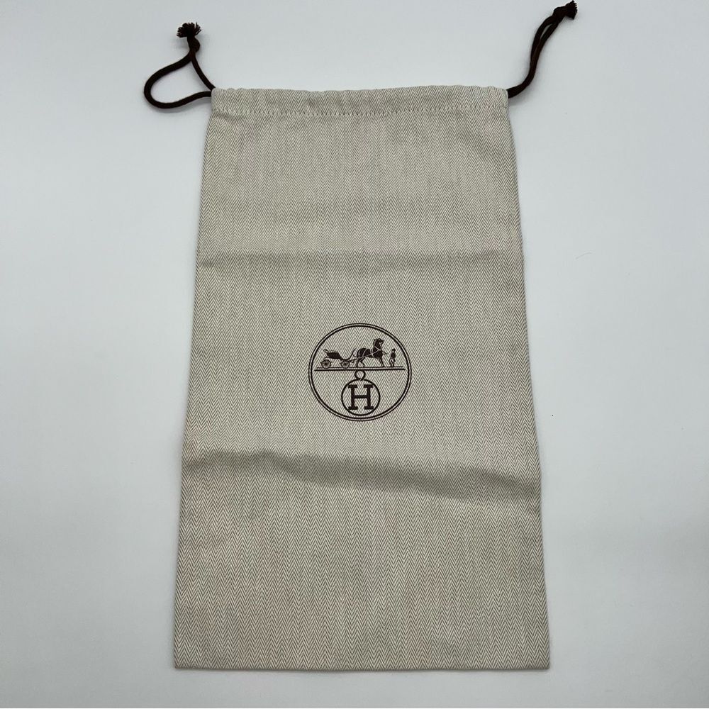 Authentic Hermes Cream/Brown Herringbone Dust Bag w/Brown Logo 13.25” x 9.5”